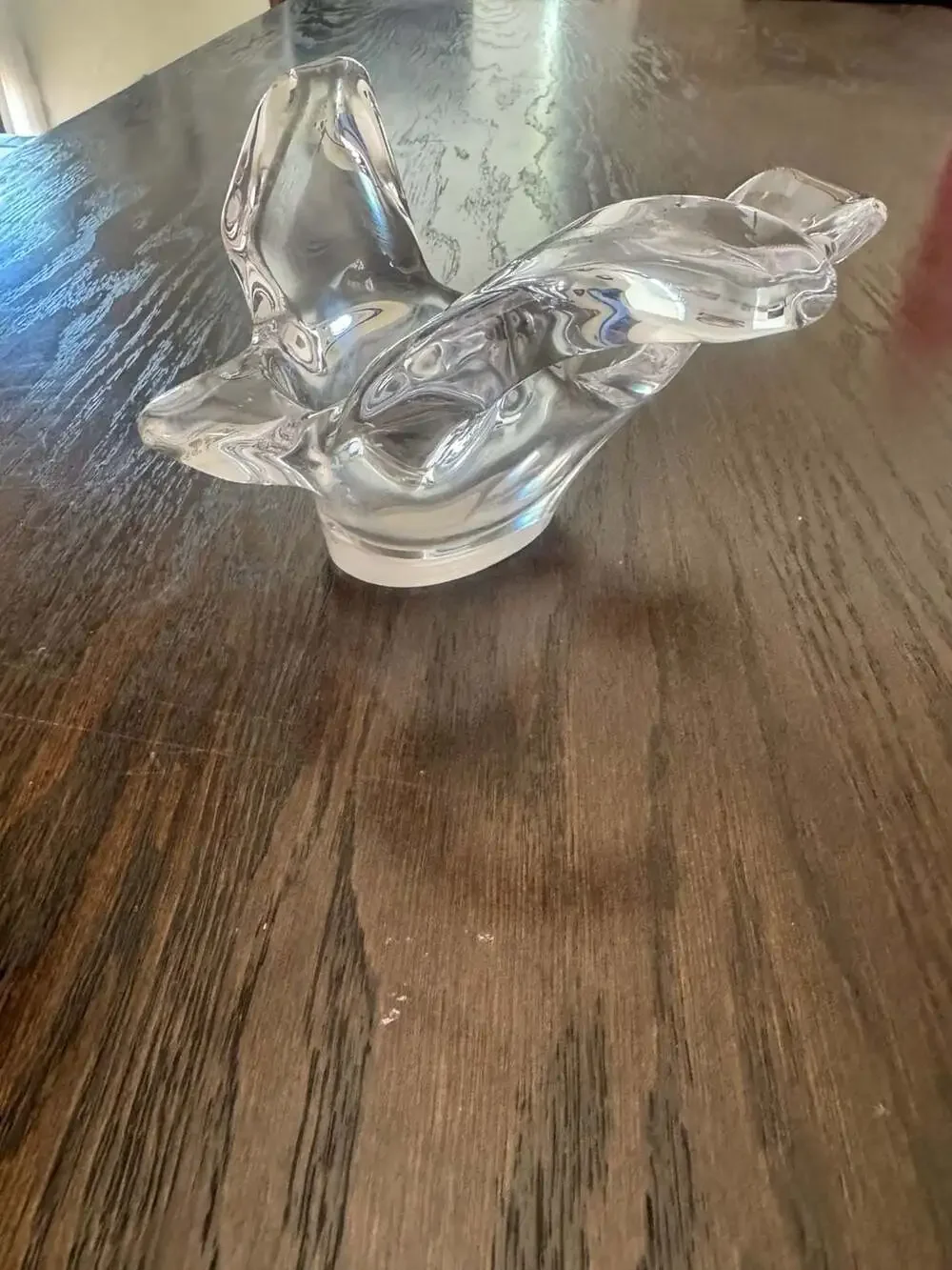 Blown Art Glass Pigeon Crystal Trinket Jewelry Dish/tea candle holder FRANCE